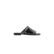 Burberry Svart läder Peep sandal Black, Herr