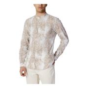 Antony Morato Beige Print Mandarin Krage Skjorta Multicolor, Herr