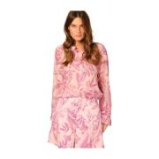 Mason's Blommigt Skjorta med Koreansk Krage Pink, Dam