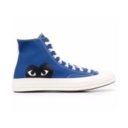 Comme des Garçons Play Blå Bomull Hög Topp Chuck Taylor Sneakers Blue,...