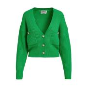 Essentiel Antwerp Grön V-ringad Cardigan med Strassknappar Green, Dam