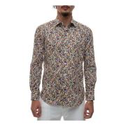 Càrrel Blommig Dress Neck Casual Skjorta Multicolor, Herr