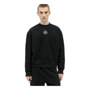 Moncler Bomull Fleece Logo Applique Sweatshirt Black, Herr
