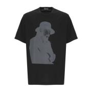 Yohji Yamamoto Svart Bomull T-shirt med Tryck Black, Herr