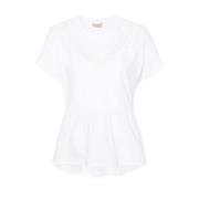 Twinset Elegant Flounce T-Shirt White, Dam