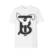 Burberry Bomull T-shirt med Brand Print White, Dam