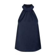 Selected Femme Mörk Safir Halterneck Topp Blue, Dam