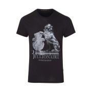 Billionaire Svart Logotyp Tryck Bomull T-shirt Black, Herr