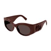 Gucci Stiliga ovala solglasögon med 3D-logotyp Brown, Dam