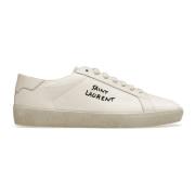 Saint Laurent Vita canvas sneakers med läderdetalj White, Herr