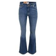 DNM Pure Mid Blue Flare Jeans för Kvinnor Blue, Dam