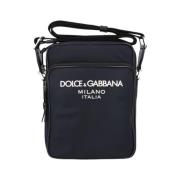 Dolce & Gabbana Blå Crossbody-väska med Kontrasterande Logotyp Blue, H...