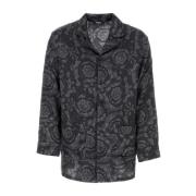 Versace Satin Pyjama Skjorta Black, Herr