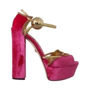 Dolce & Gabbana Rosa Kristall Ankelrem Sandaler Pink, Dam