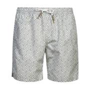 Eleventy Geometriskt Tryck Simshorts Green, Herr