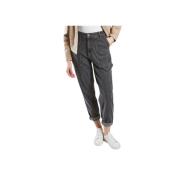 Reiko Hög Midja Morot Denim Jeans Gray, Dam