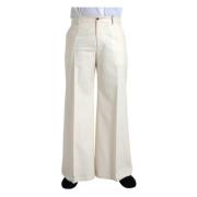 Dolce & Gabbana Off White Ull Wide Leg Byxor White, Herr