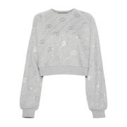 Gucci Grå Kristall Monogram Sweatshirt Gray, Dam