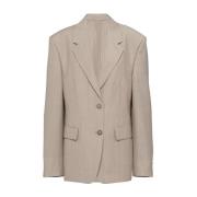 Prada Beige Mohair Ull Jacka Aw23 Beige, Dam