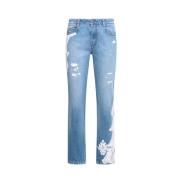 Ermanno Scervino Ljusblå Spets Boyfriend Jeans Blue, Dam