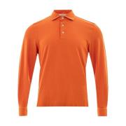Gran Sasso Långärmad Pique Polo Skjorta Orange, Herr