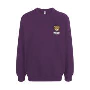 Moschino Bomull Märkes Tryck Sweatshirt Purple, Dam
