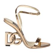 Dolce & Gabbana Guld Spegel Läder Sandal Yellow, Dam