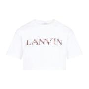 Lanvin Vit Bomull Broderad Kortärmad T-shirt White, Dam