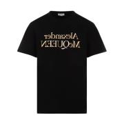 Alexander McQueen Svart Logotyp Bomull T-shirt Black, Herr