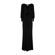 Saint Laurent Svart Cut Out Maxi Klänning Black, Dam