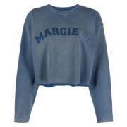 Maison Margiela Indigo Blue Logo Patch Sweatshirt Blue, Dam
