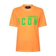 Dsquared2 Fluorescent Orange Logo T-shirts och Polos Orange, Dam