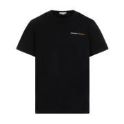 Alexander McQueen Svart Bomull T-shirt med Broderad Logotyp Black, Her...