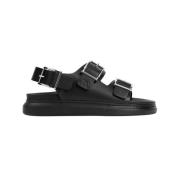 Alexander McQueen Svarta Hybrid Dubbel Spänne Sandaler Black, Herr