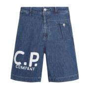 C.p. Company Blå Denim Shorts Blue, Herr