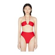 Ziah V-ringad Halter Bikini Top Red, Dam