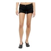 Courrèges Broderade Track Mini Shorts Black, Dam