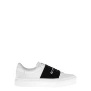 Givenchy Läder Sneakers Svart Vit Logotyp Gummi White, Dam