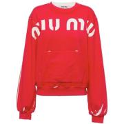 Miu Miu Röd Logo Print Sweatshirt Red, Dam