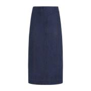 Jacquemus Navy Blue Cotton Midi Skirt Blue, Dam