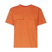 Mariuccia Milano Orange T-shirt med Faux Ficka Orange, Dam