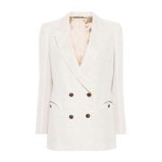 Blazé Milano Elegant Beige Linneblazer White, Dam