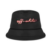 Off White Script Logo Bucket Hat Svart/Rosa Black, Dam