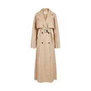 Iceberg Chinched Cotton Trench Coat med dragkedjor Beige, Dam