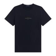 Fred Perry Broderad Logotyp T-shirt Navy Blue, Herr