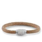 Thomas Sabo Brun/Silver Läderarmband med Zirkonia-accents Beige, Dam