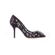 Dolce & Gabbana Regnbåge Spets Bellucci Svart Kristall Pumps Black, Da...