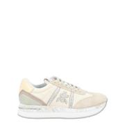 Premiata Beige mocka och tyg sneaker Conny 6671 Multicolor, Dam