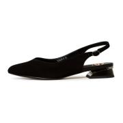 Cesare Gaspari Svart Mocka Slingback Ballerina Black, Dam