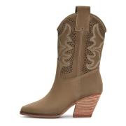 Cesare Gaspari Lyxiga Mocka Cowboy Boots - Beige Beige, Dam